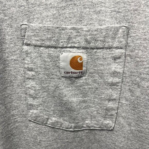Carhartt Henley T-Shirt Men XL Gray Original Fit Heavyweight Pocket Short Sleeve - Picture 3 of 11